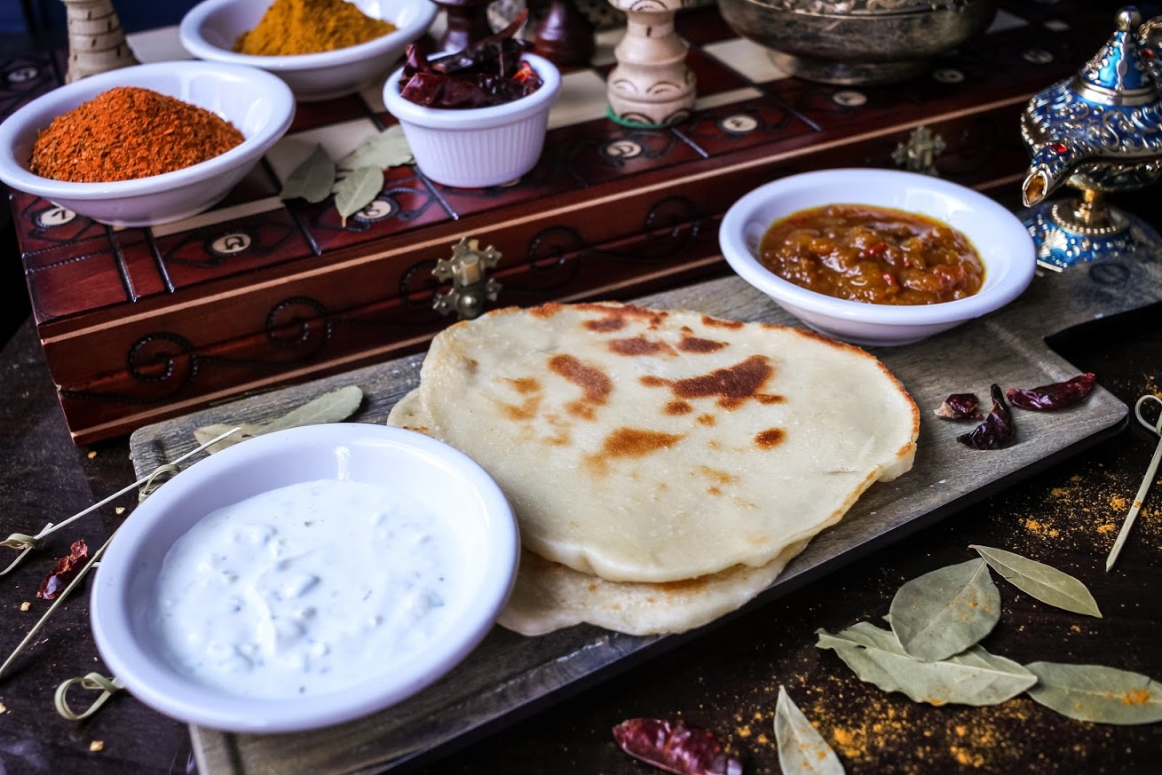 Naan dip and tortillas